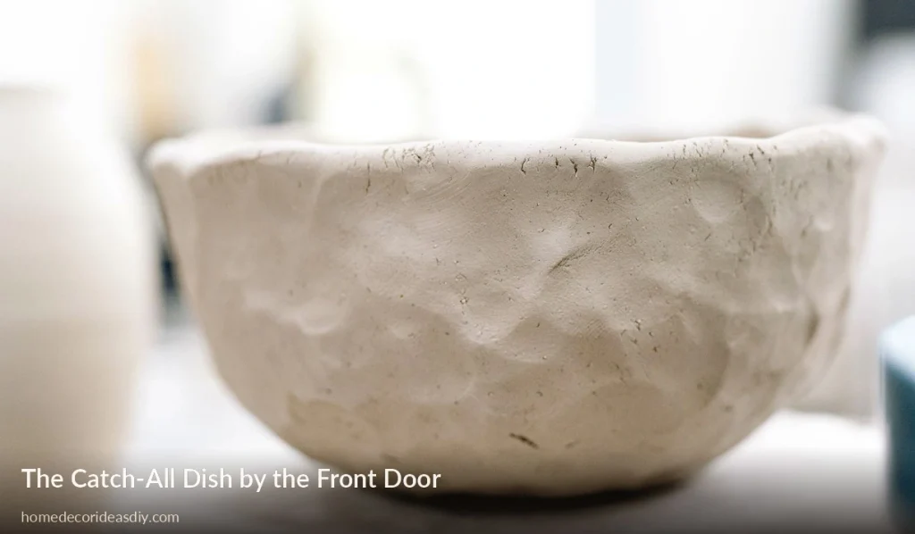 Handmade air-dry clay home decor-all dish with thumbprints left in the rim