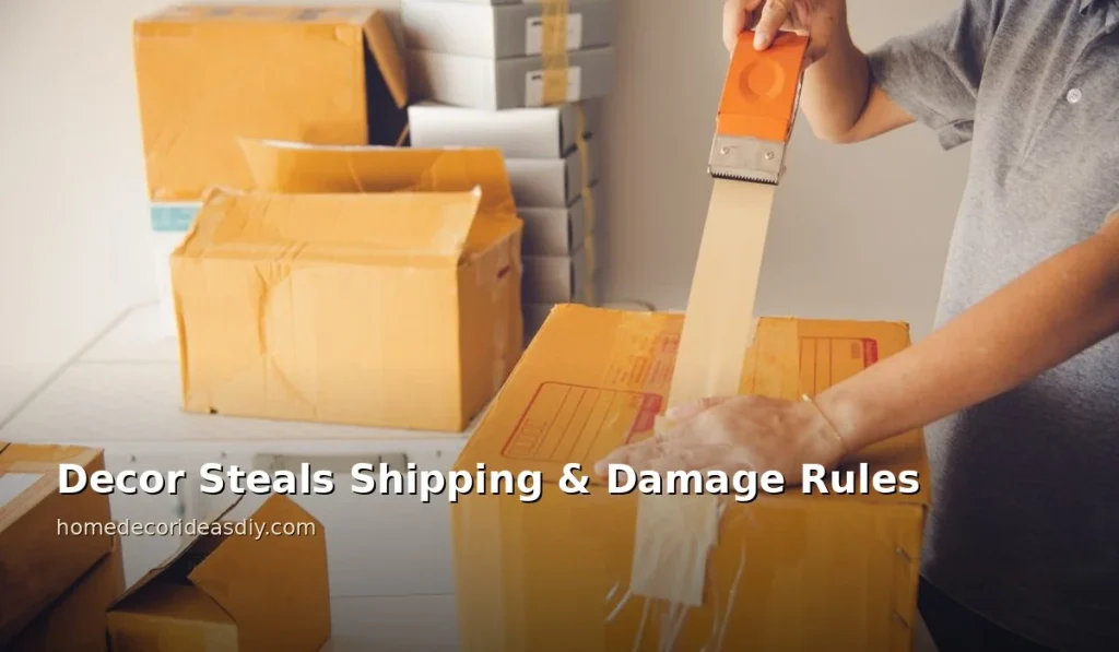 Cardboard parcels being sealed with packing tape Decor Steals ships within the lower 48 states and gives 30 days to report damage
