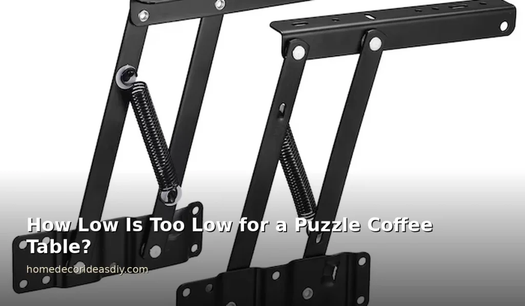 Lift-top hinge hardware for a puzzle coffee table that raises the surface toward the sofa during long puzzling sessions.
