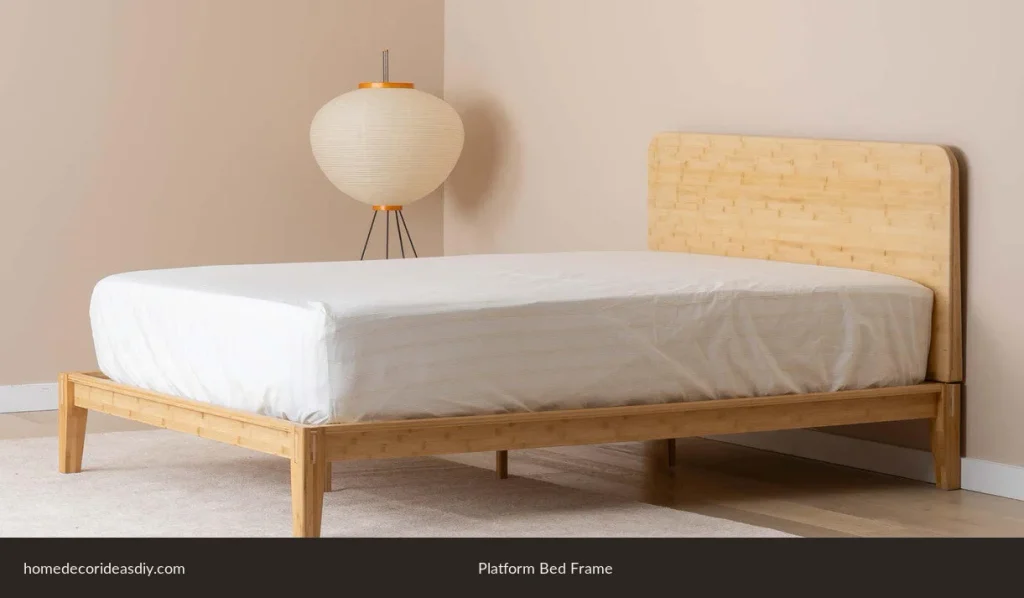 Types of bed frames: solid wood platform bed with no box spring