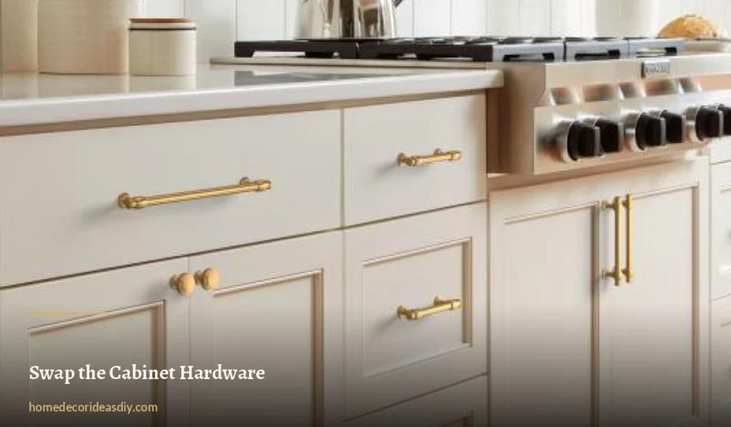 Cream shaker kitchen with brass knobs, brass tap and glass-front cabinets