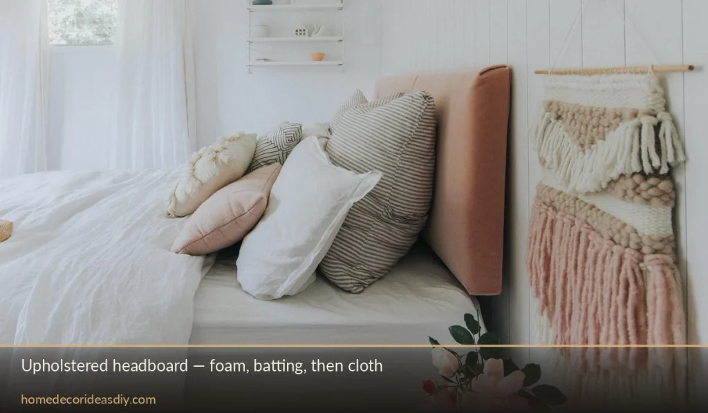 Padded fabric headboard with foam and batting under cotton