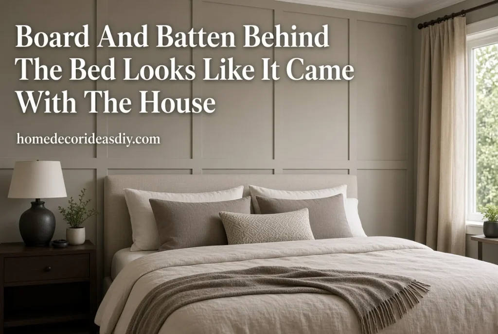 DIY Bedroom Decor Ideas for Adults with board and batten wall behind the bed.