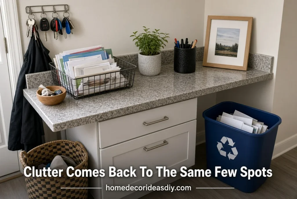 How to Organize a Cluttered Home by controlling common clutter hotspots.