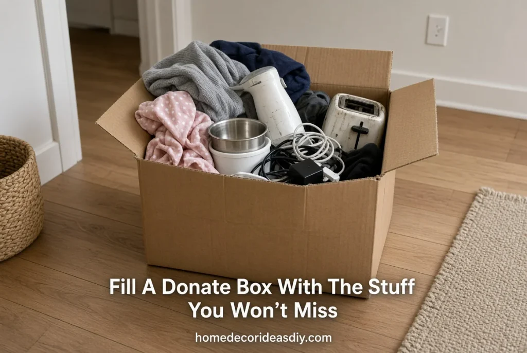 How to Organize a Cluttered Home by filling an easy donate box.