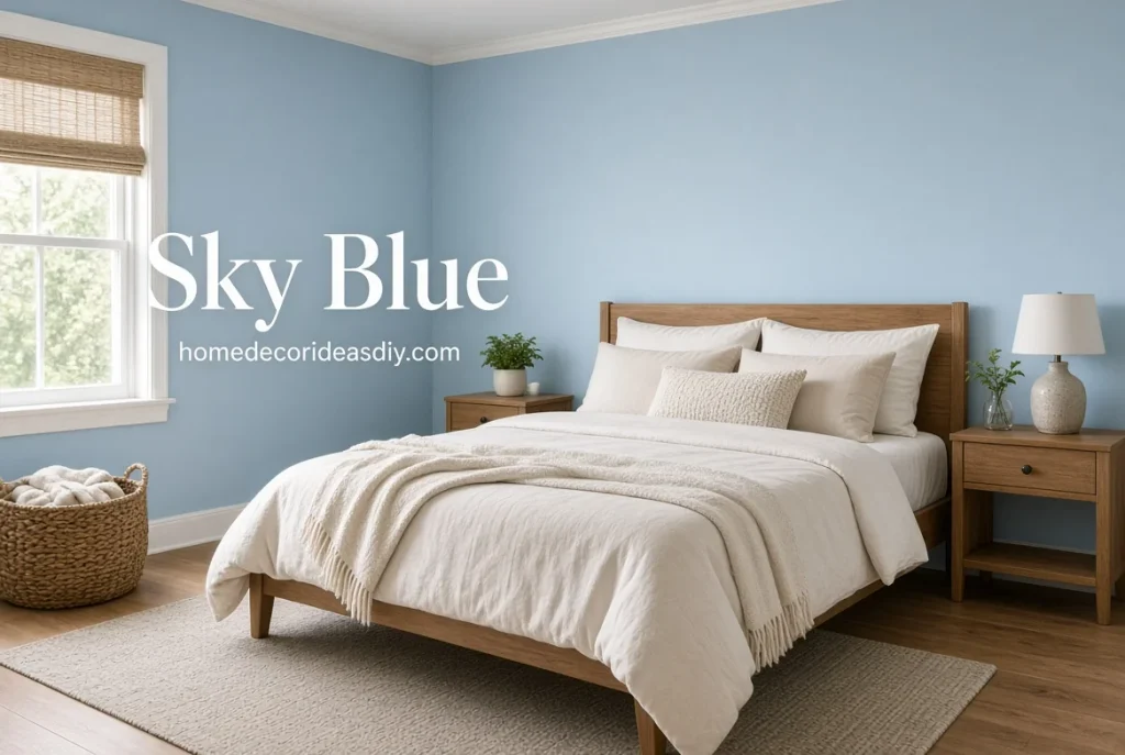 Best Colors for a Small Bedroom using pale sky blue paint.
