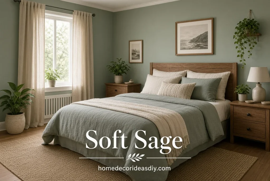 Best Colors for a Small Bedroom using soft sage green paint.