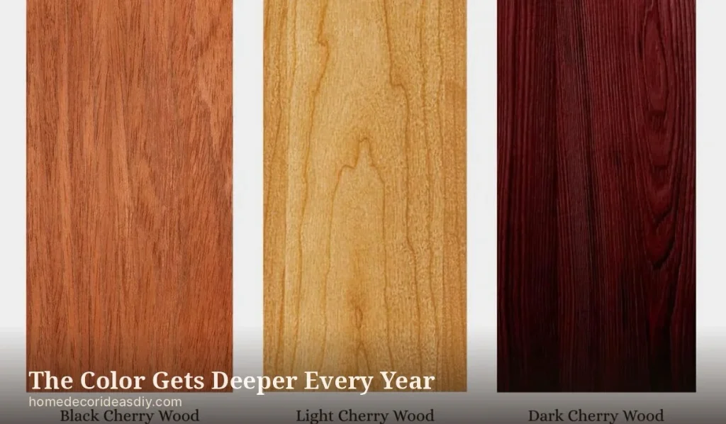 Cherry wood bed frame color range from pale new cherry to deep reddish brown.