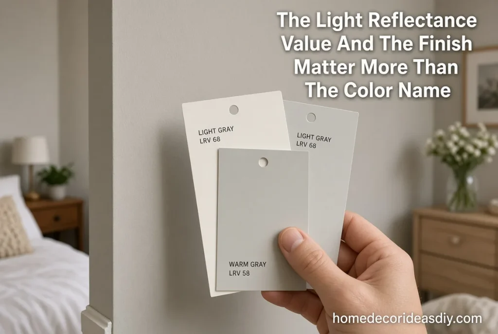 Best Colors for a Small Bedroom focusing on light reflectance value and matte finish.