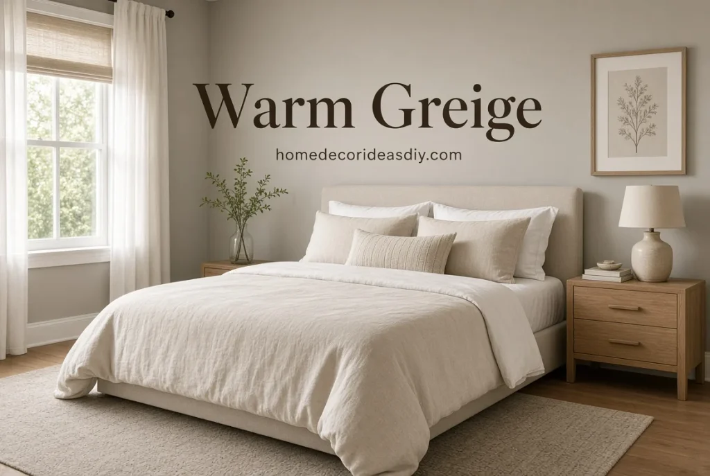 Best Colors for a Small Bedroom painted in warm greige.